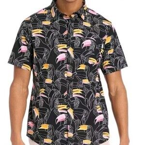 Hurley Beach Beaks Shirt For Men Size Medium Black Short Sleeve
